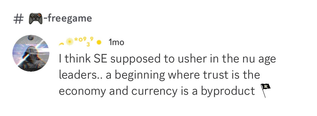 Discord message about trust and Street Economics